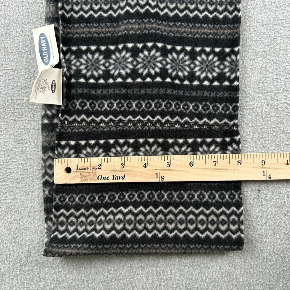 Old Navy Scarf Unisex One Size Black Fair Isle Fleece Winter Warm 978800-11-1